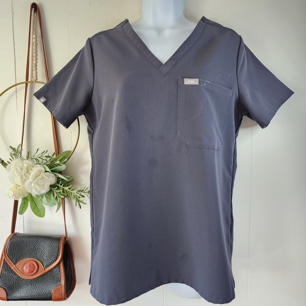 FIGS Catarina One-Pocket Scrub Top Graphite Size Small